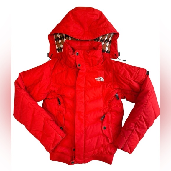 Vintage The North Face Gotham Jacket Women’s XS Red Puffer Argyle Y2K Snow Bunny - Picture 1 of 9